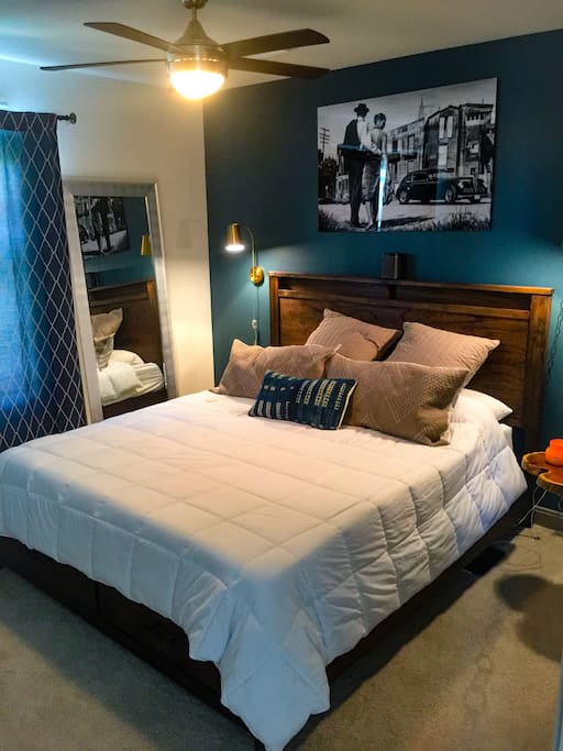 California King with a premium memory foam mattress and exceptional hotel quality pillows.