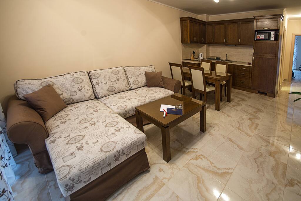 Living room with a kitchenette