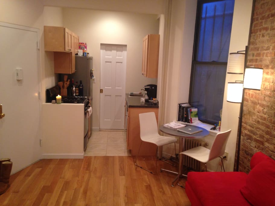 Cute coffee table and nice kitchen