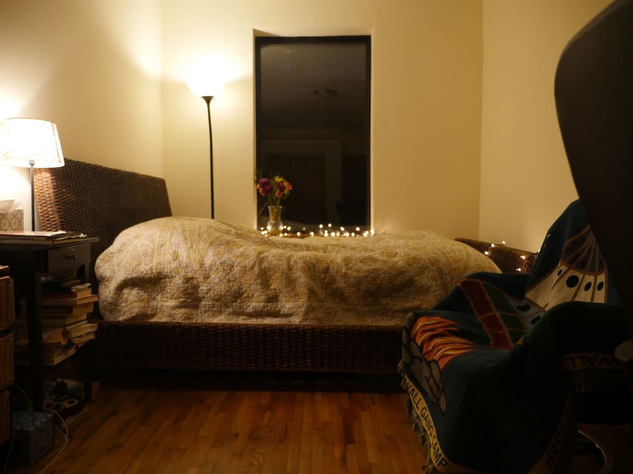 Spacious double bedroom with comfy armchair, essential oil diffuser, desk and leather work chair. Lots of direct sunlight during the day (south-facing)