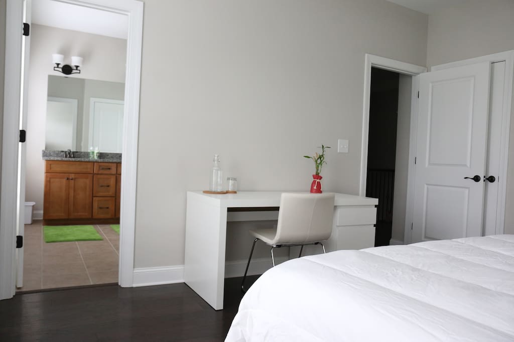 Your bedroom opens into your private bathroom