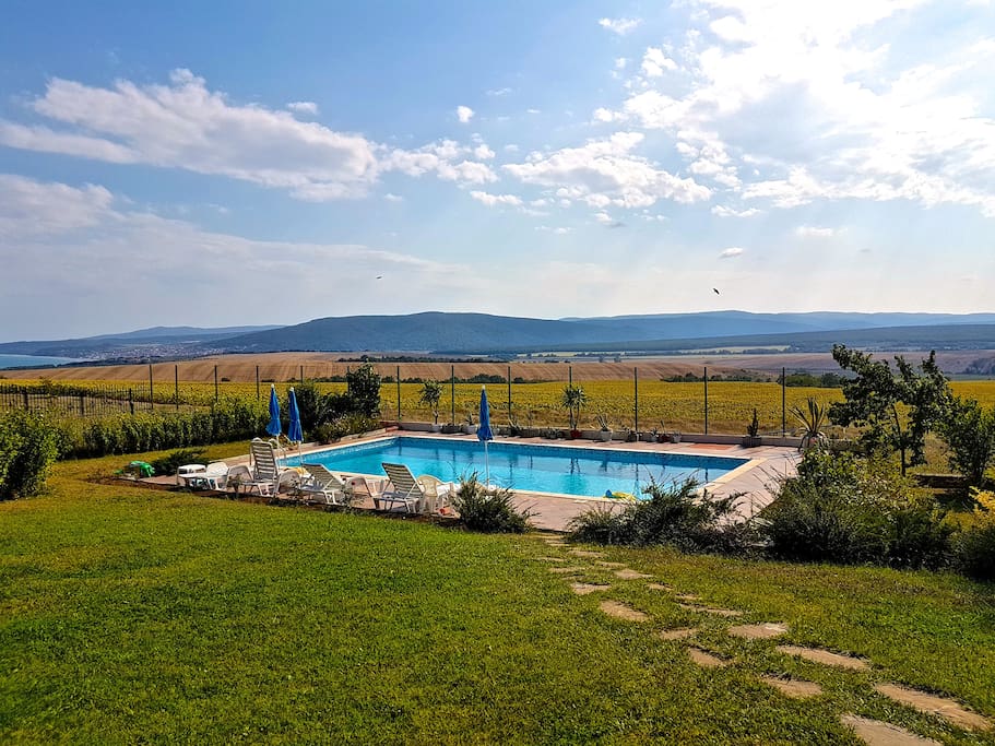 View of the pool and the valley