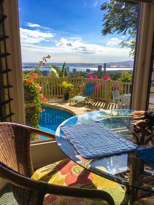 Breakfast overlooking the pool
