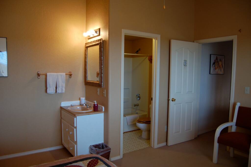 Every room has this private bath set up!