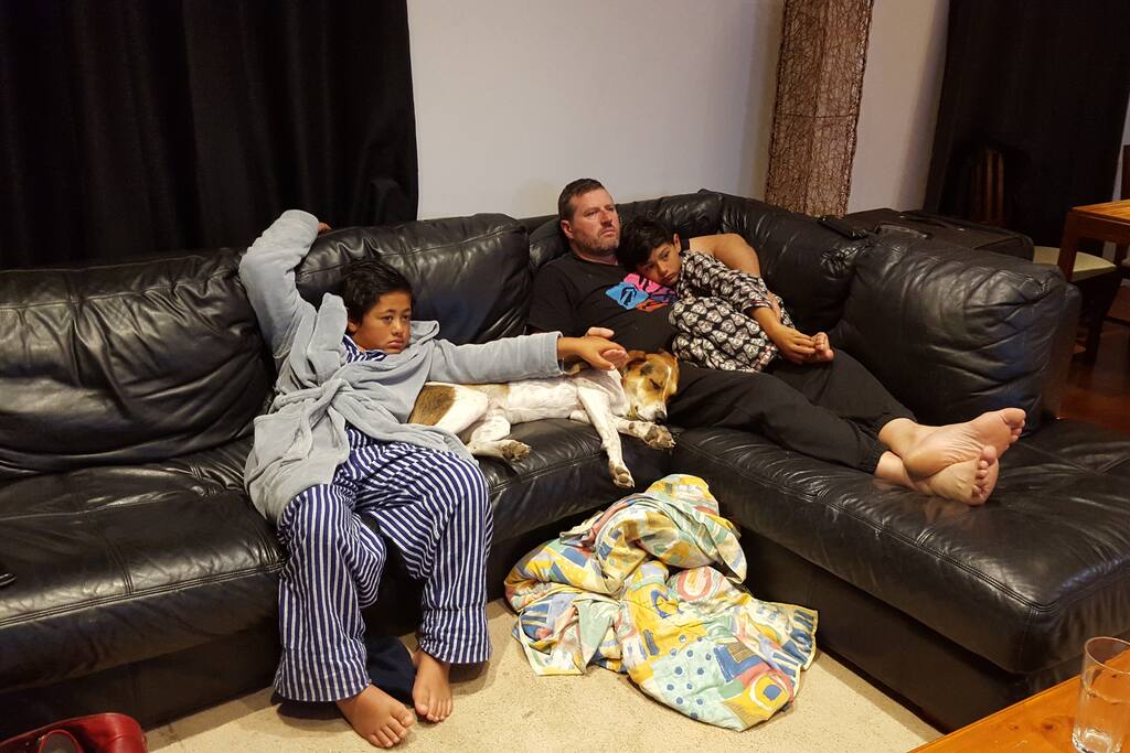 Dave and the boys with Awhi