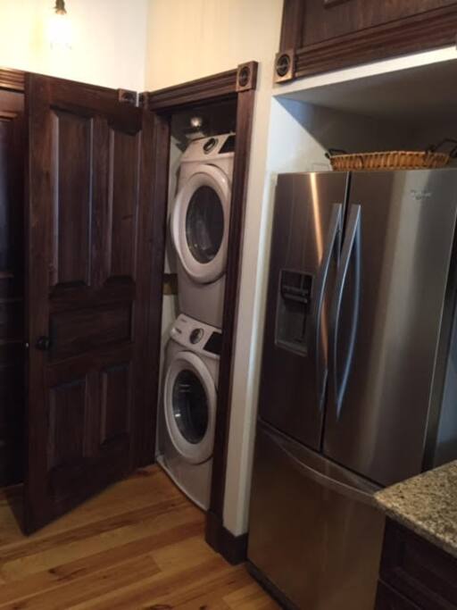 New washer and dryer for your convenience! Large stainless steel fridge!