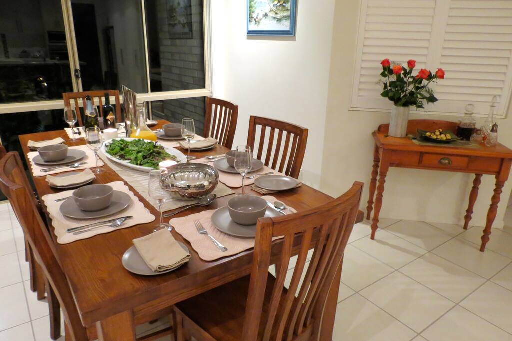 Eat inside or on the large veranda