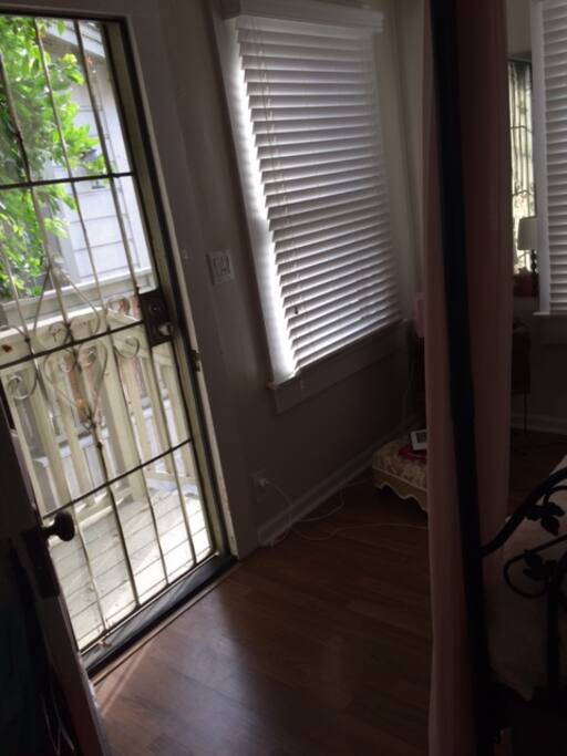 Doorway in bedroom - lets in lots of light and air