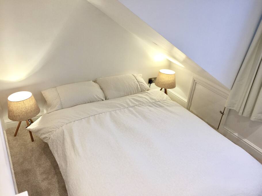 Low profile Nordic pine bed.