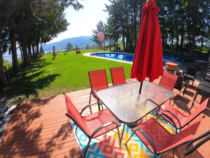 Pool & Hot Tub with a Lakeview! Peachland Vacation