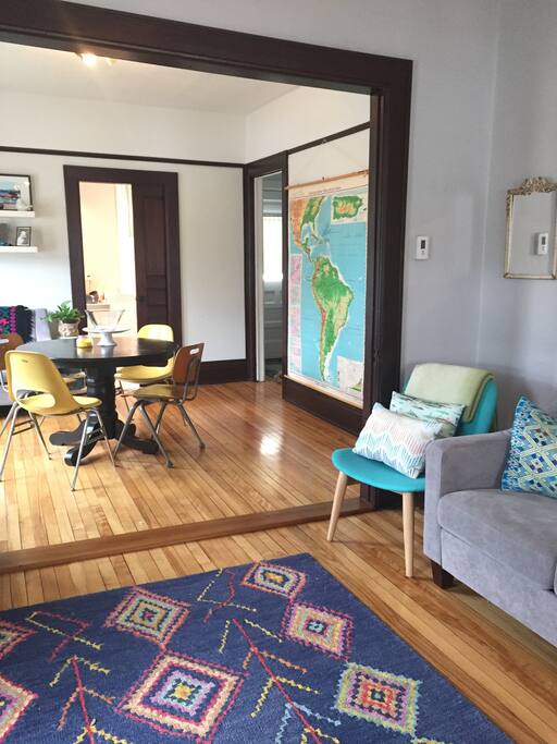 Living room opens to dining room