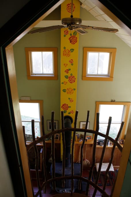 Bedroom balcony looking into Family Room