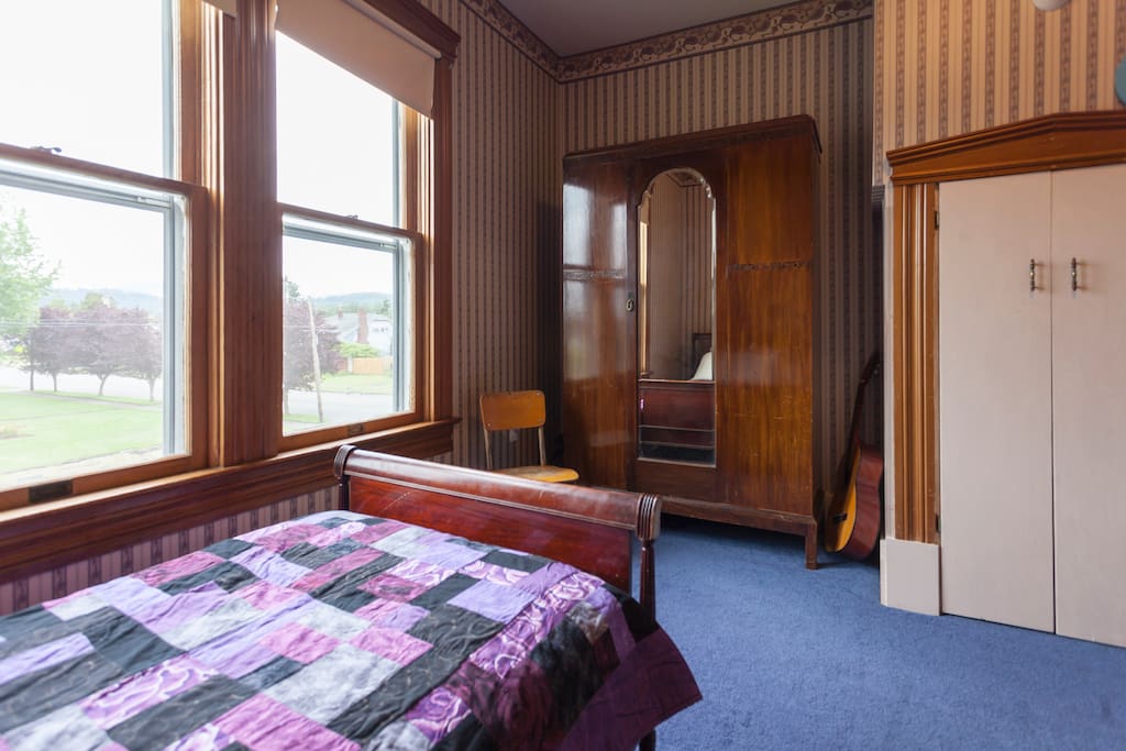 Armoire has extra blankets and there is a closet and dresser for your clothes