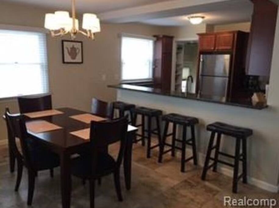 Updated kitchen and dining area