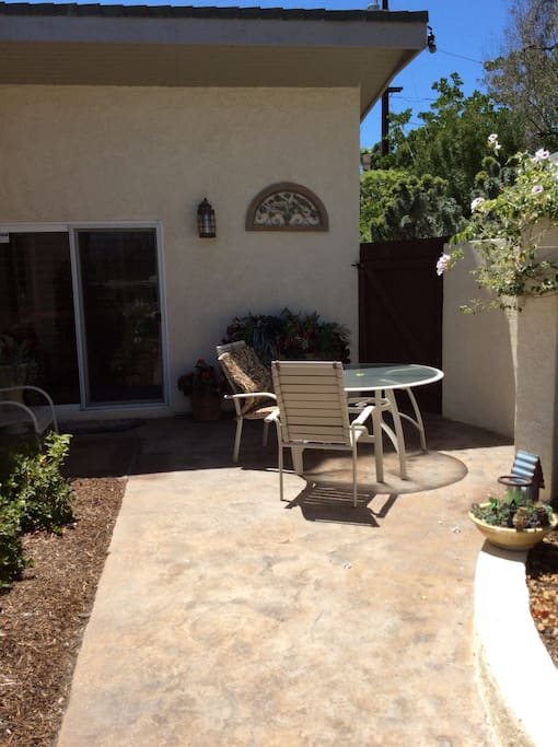 Your own private patio.. Notice the slide door. Your room.