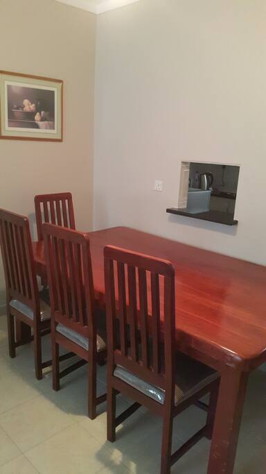 dining room with serving hatch