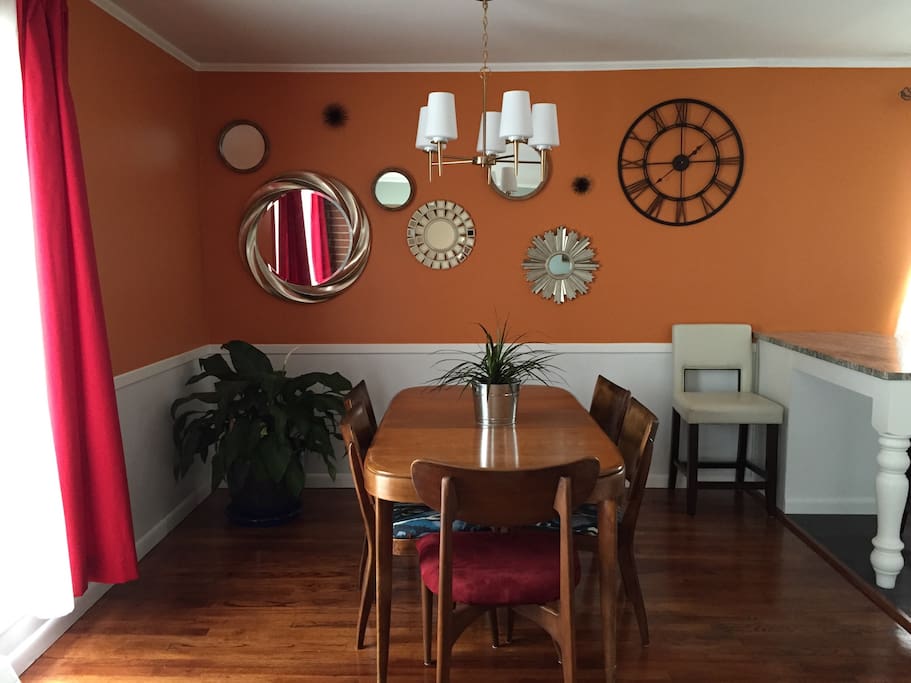 Dining area with seating for six.