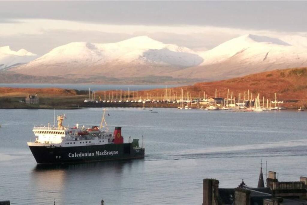 Snowy Mull views from the terrace