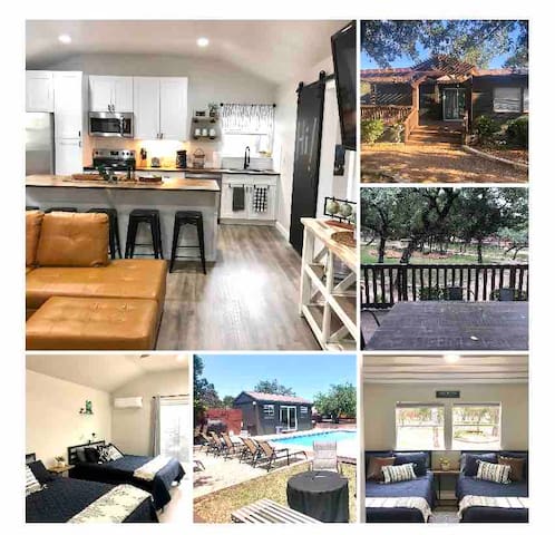 “Cardinal” cabin in 3acre tiny home resort w pool!