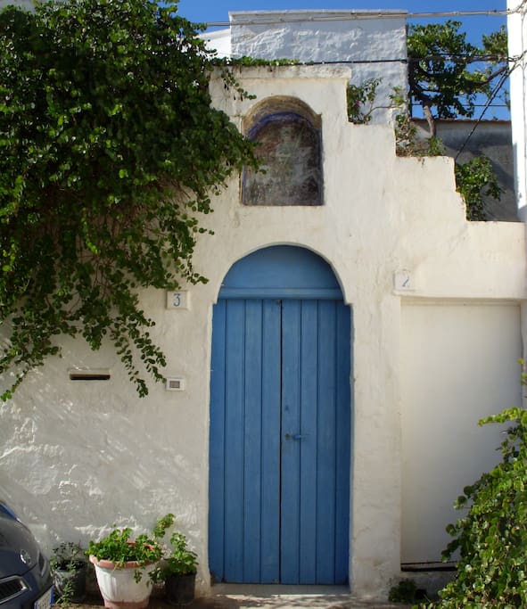 Front door and fresco