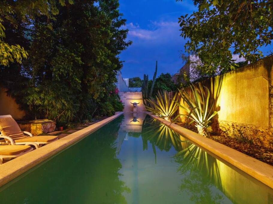 Pool at night.