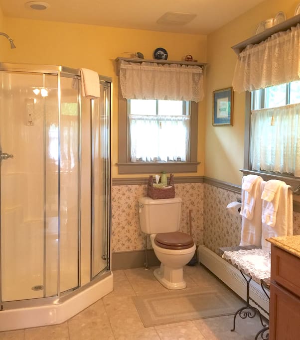 Newly renovated private bath with shower