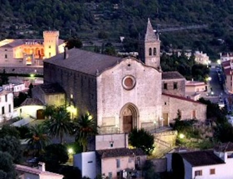 Andratx Village Church at night.