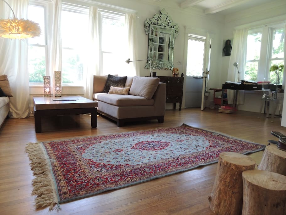 Living Room with wood stove. Cozy!