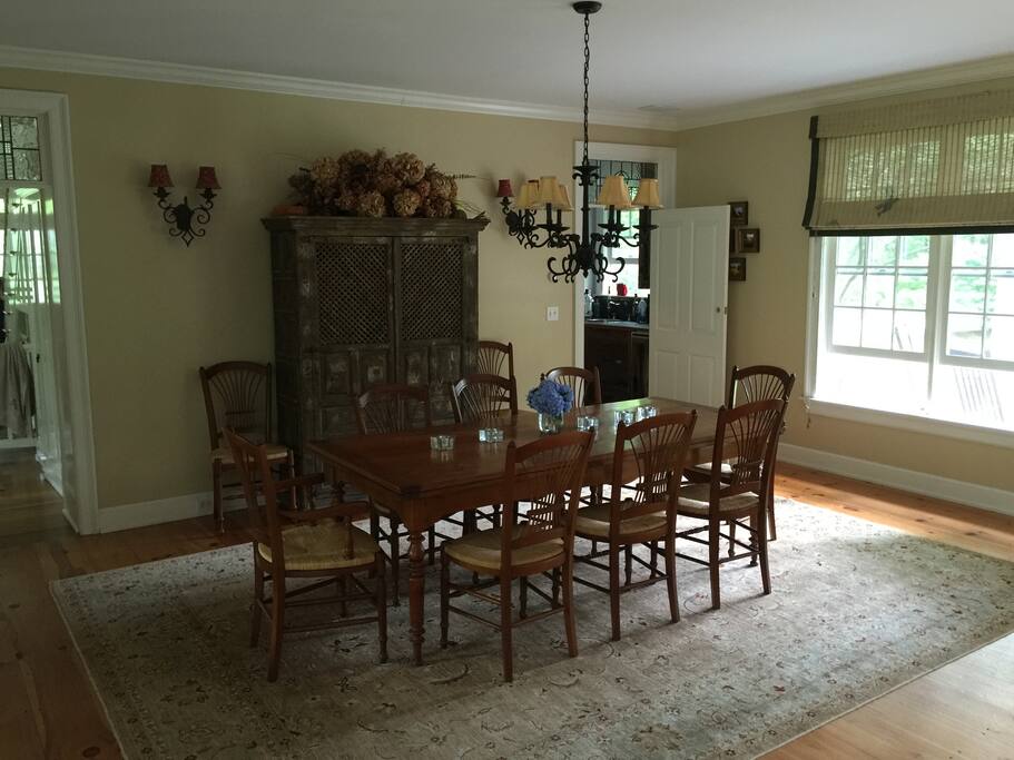 Dining room table, pulls out to accommodate 17 people