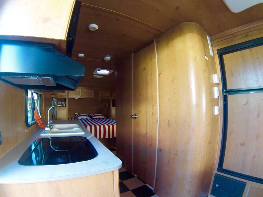 Kitchen, bedroom and bathroom view.