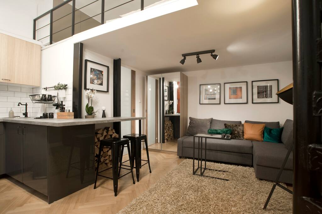 Bar table and stools.
You'll have 4 stools in the apartment