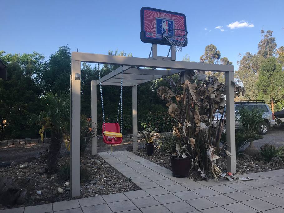 Full height basketball ring. Baby swing available