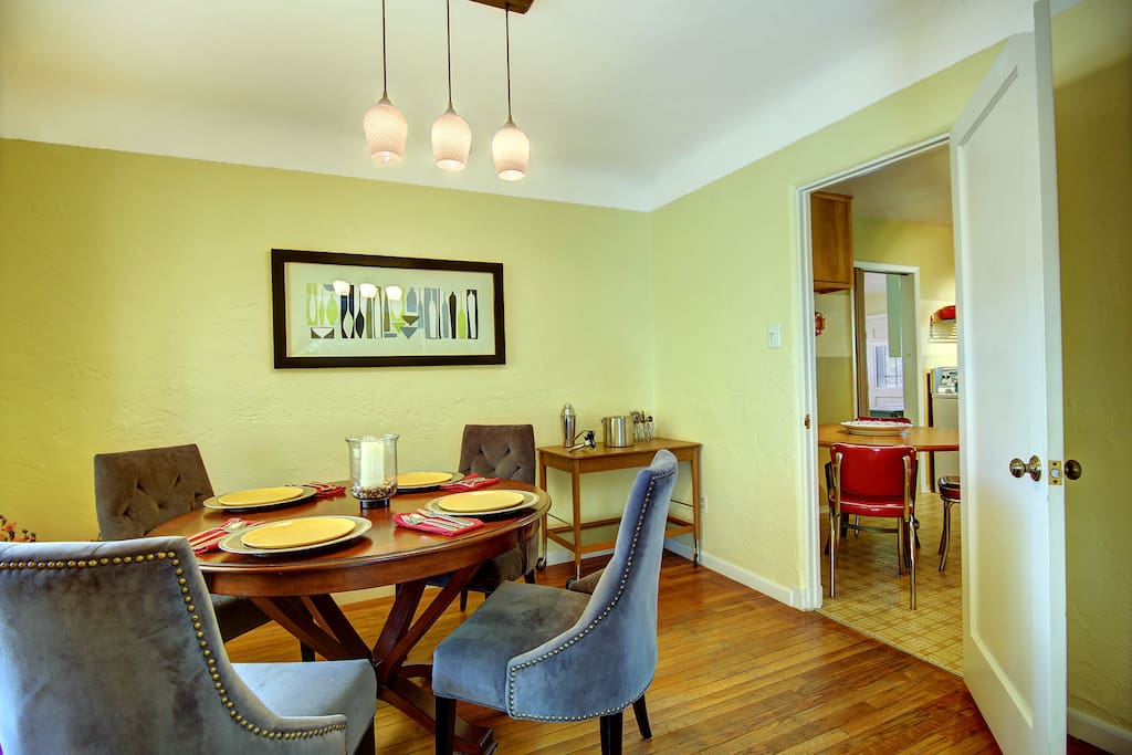 Dining room with bar cart