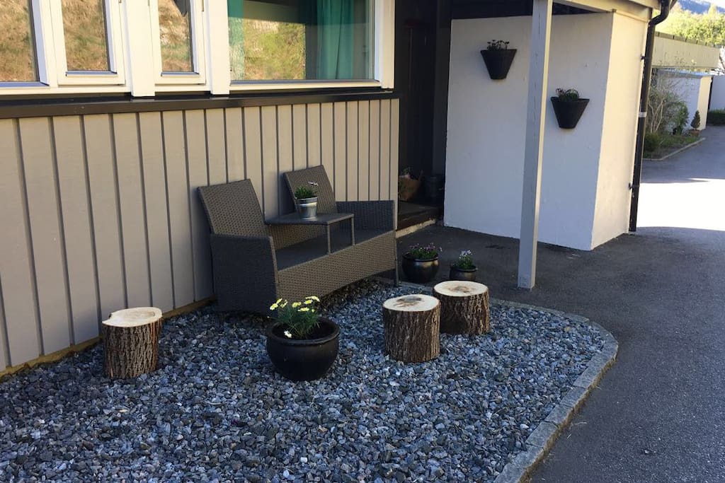 Patio in front of the house