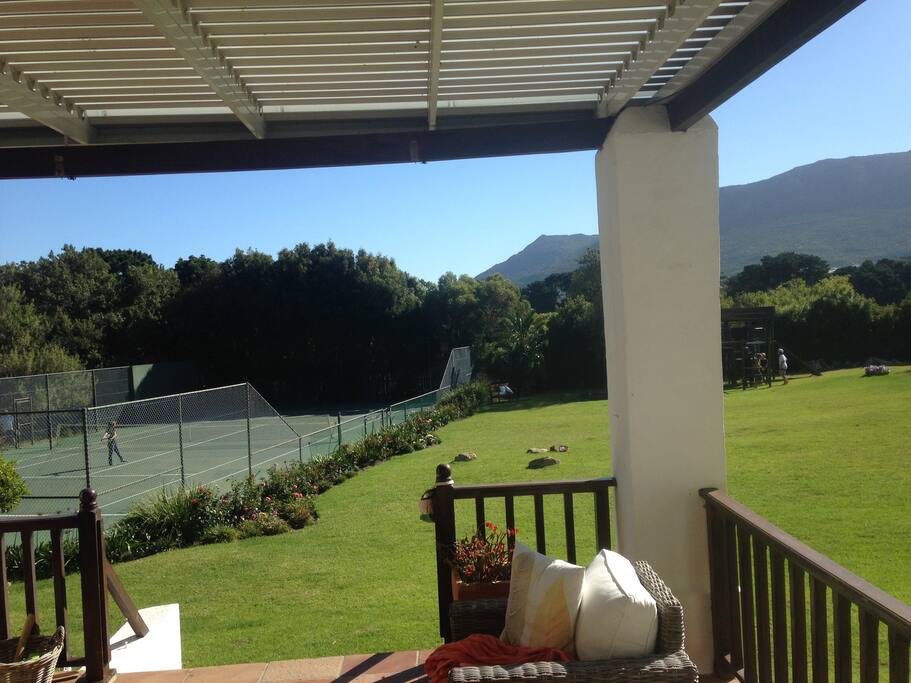 Main garden and tennis court