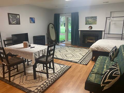 Private basement studio with free parking &laundry