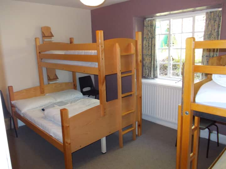 Double bed and bunk beds