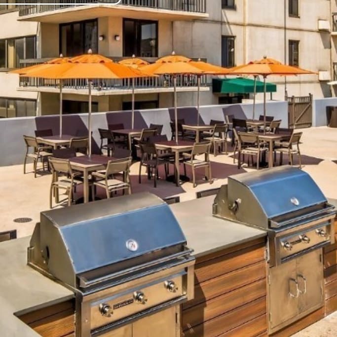 Beautiful grills to barbecue yummy foods and relaxing seating areas to enjoy the view sun and food