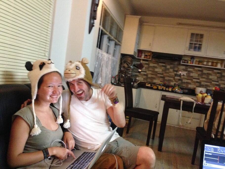 Guest are havin fun wearing animal hat