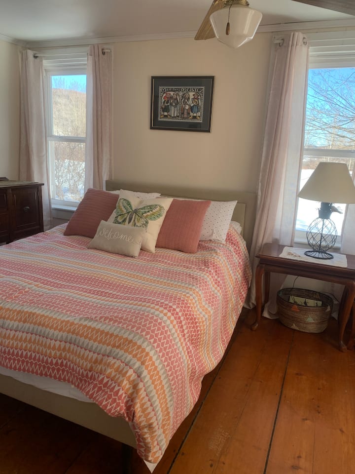 chumba cha kulala cha ghorofa ya chini na kitanda cha malkia