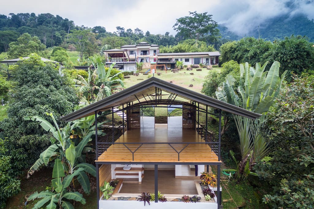 The property with the yoga deck in the foreground