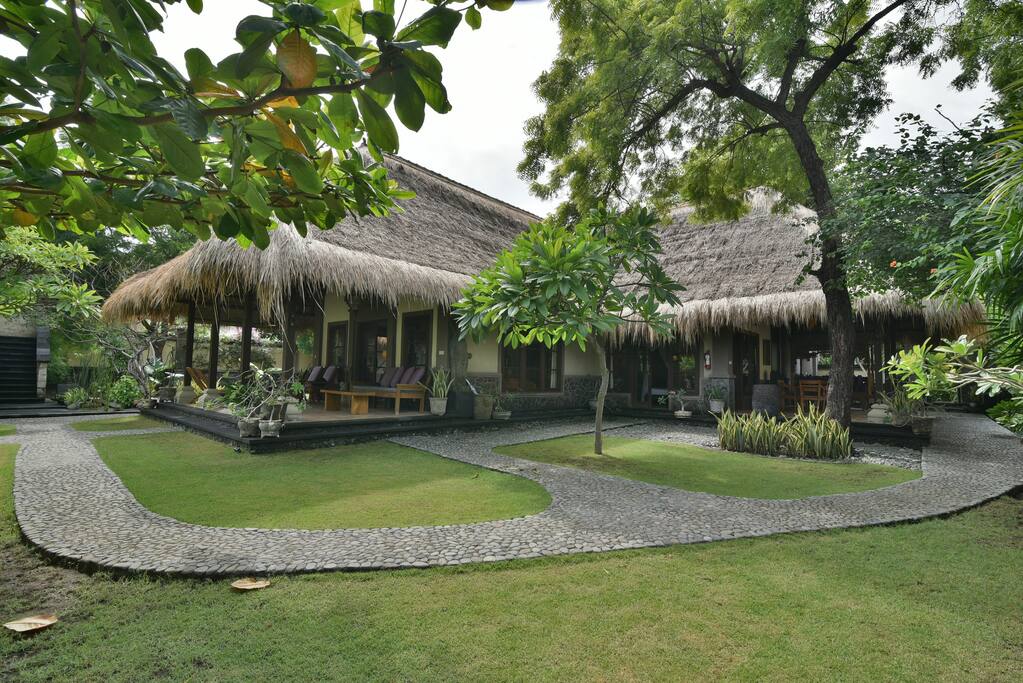 The main villa, with two terraces and three bedrooms and a lounge
