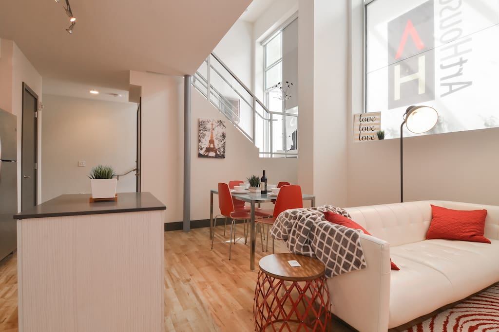 Modern living space on ground level floor of Elliott ave
