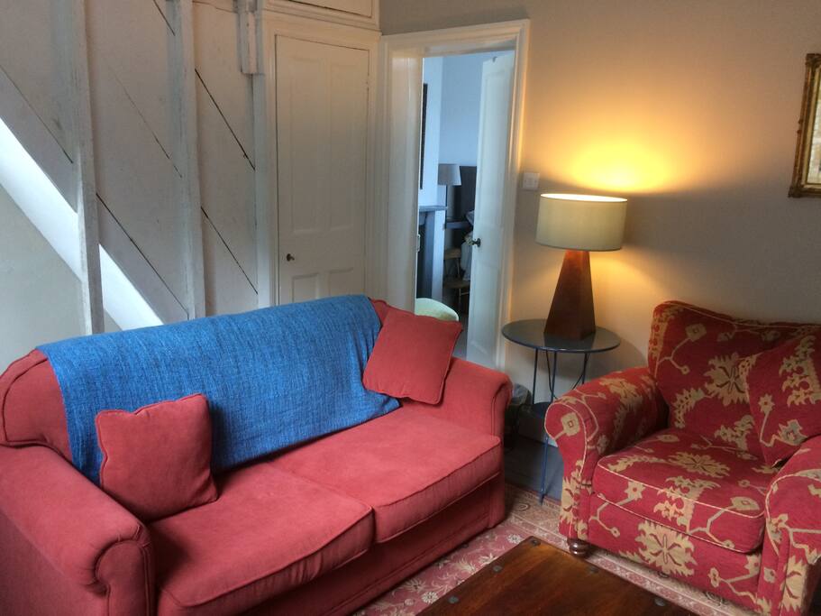 living room with sofa bed