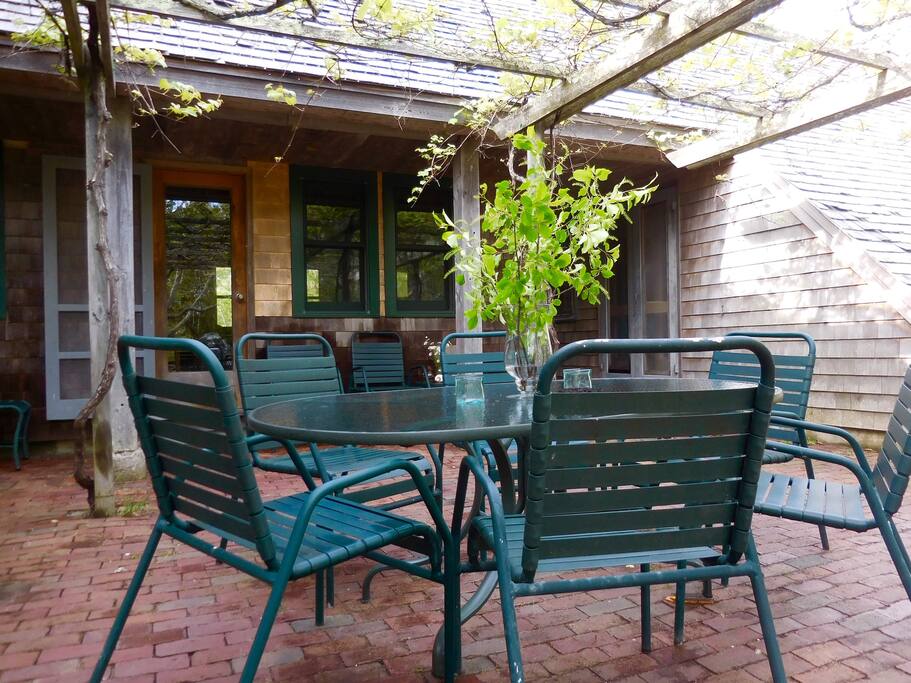 Court yard with grape arbor.