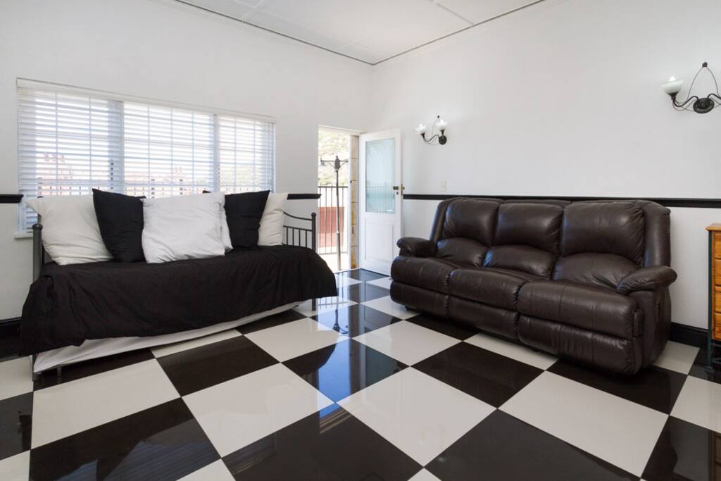 Comfortable lounge with big Lazyboy couch.
