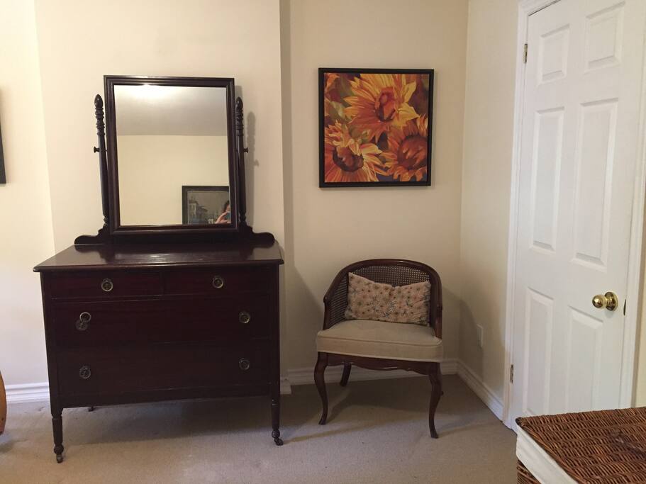 Closet and dresser for all your things.