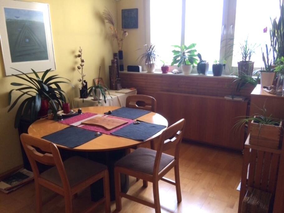 Dining room with nice view over Prague.