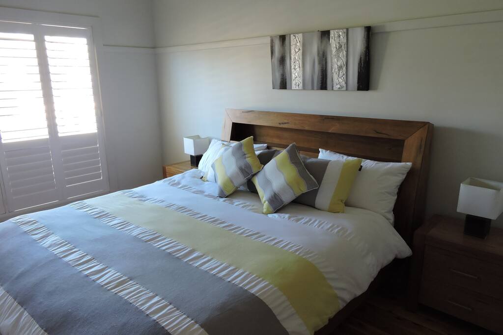 Bedroom 1 has a King Bed and a great view out on to the peaceful street.