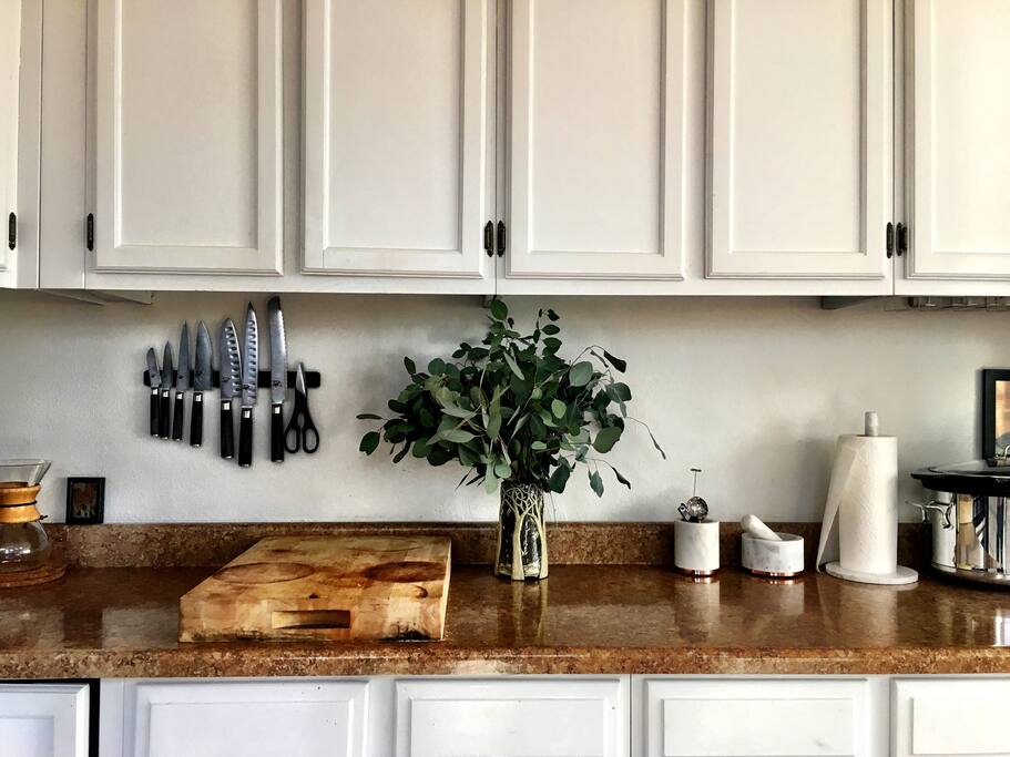 Not the coolest looking counters, but a nice big kitchen to hang out in.